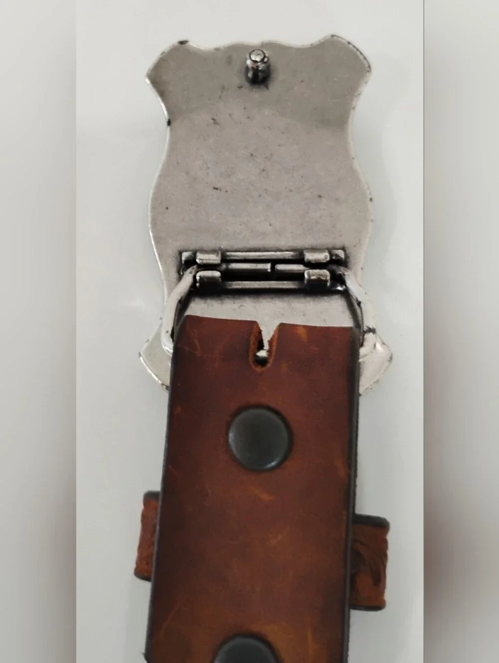 TONY LAMA LEATHER BELT WITH SILVER BUCKLE